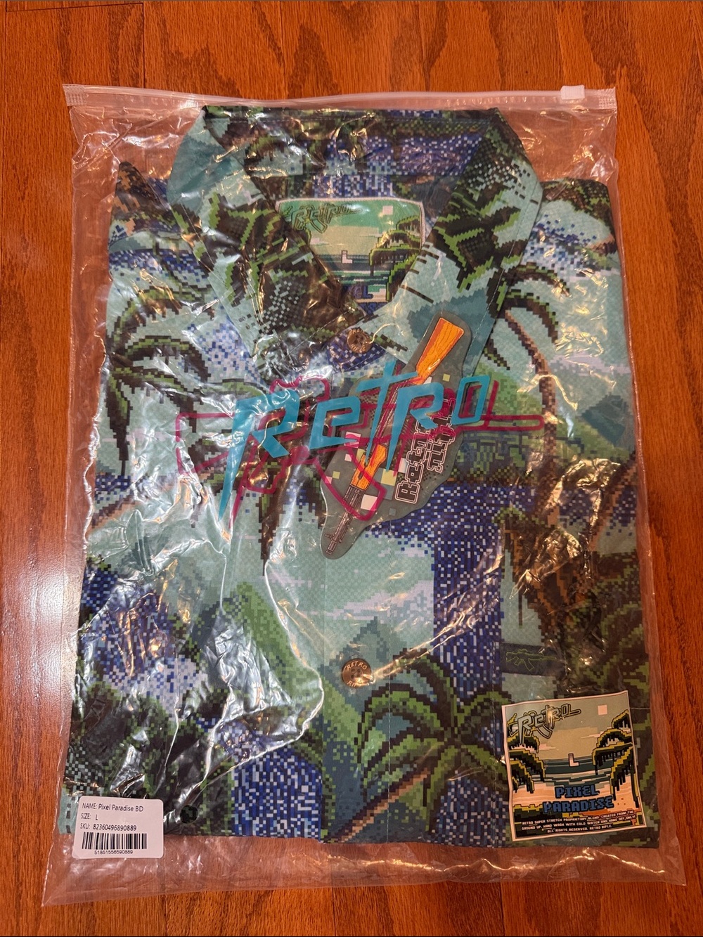 REtro rifle Blue & Green Pixel Palm Shirt